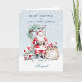 Cartes Pour Fêtes Annuelles Grand-petit Père Noël Elf présente Noël