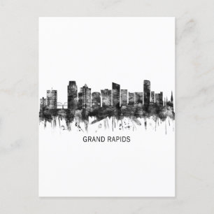 Cartes Pour Fêtes Annuelles Grand Rapids Michigan Skyline BW