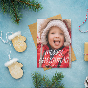 Cartes Pour Fêtes Annuelles Grand script de pinceau photo Joyeux Noël