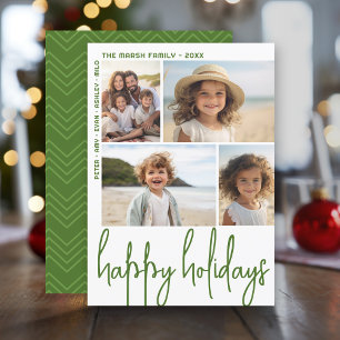 Cartes Pour Fêtes Annuelles Grand Script Olive Green - 4 Décalage photo - Happ