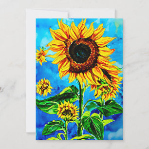 Cartes Pour Fêtes Annuelles Grand tournesols aquarelle nature