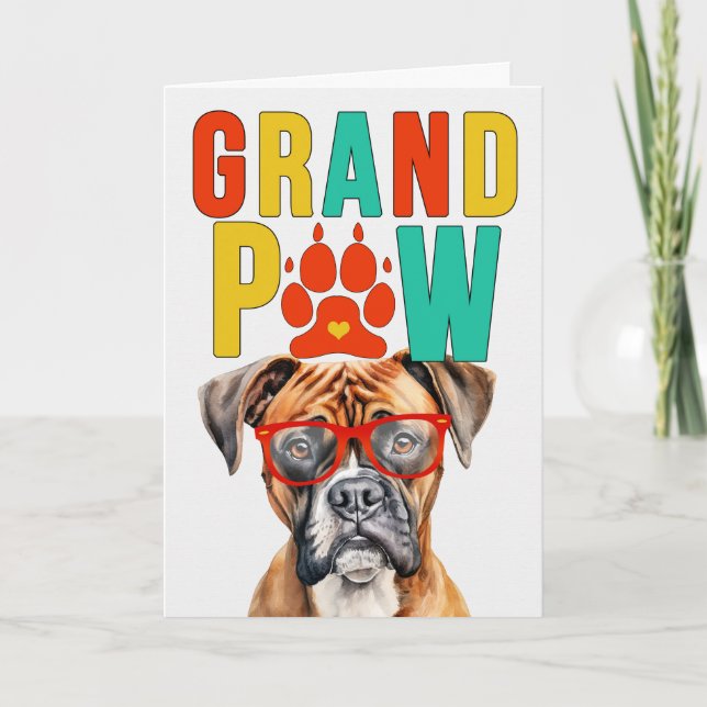 Cartes Pour Fêtes Annuelles GrandDOG Grand-parents de chien de boxe GrandPAW (Devant)