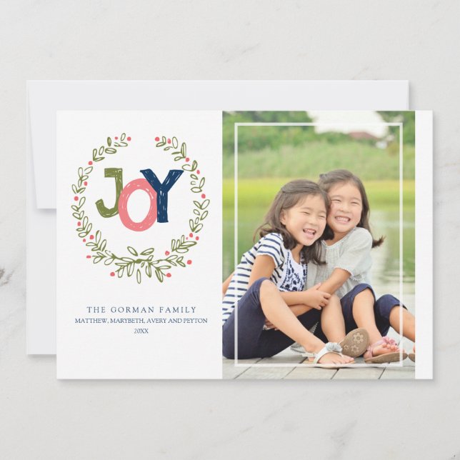Cartes Pour Fêtes Annuelles Grande couronne de joie rustique | Salutation de v (Devant)