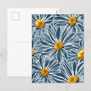 Cartes Pour Fêtes Annuelles Grandes Fleurs bleues et jaunes