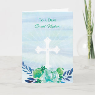 Cartes Pour Fêtes Annuelles Grandes fleurs Turquoises népalaises avec croix de