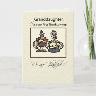 Cartes Pour Fêtes Annuelles Grandgirl First Thanksgiving Famille Turquie