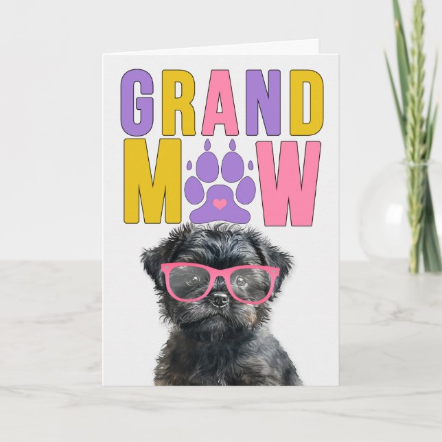 Cartes Pour Fêtes Annuelles GrandMAW Affenpinscher GrandDOG Grand-parents Day (Devant)