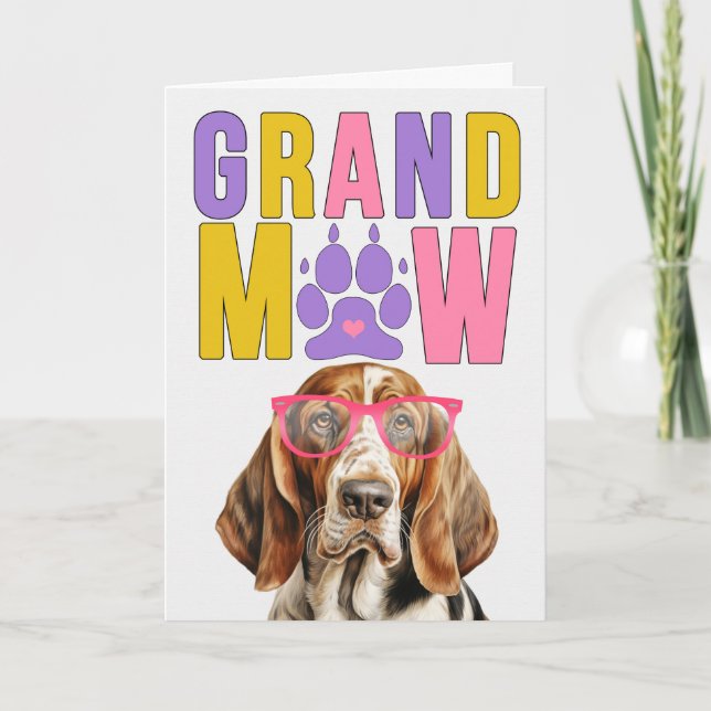 Cartes Pour Fêtes Annuelles GrandMAW Basset Hound GrandDOG Grand-parents Day (Devant)
