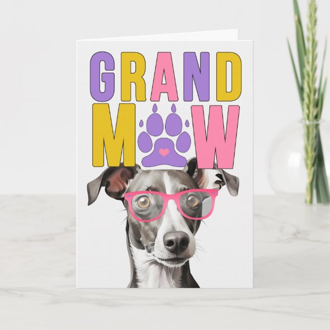 Cartes Pour Fêtes Annuelles GrandMAW Greyhound GrandDOG Grand-parents Day (Devant)
