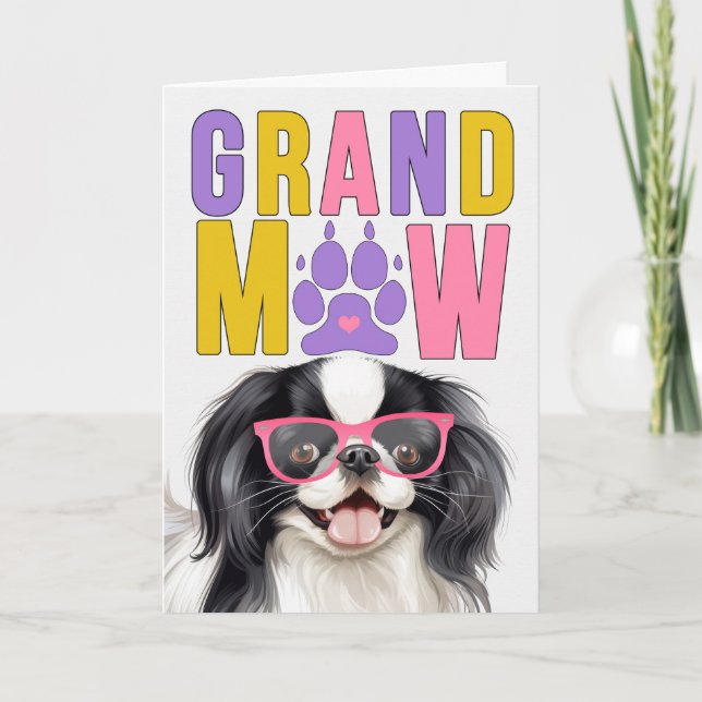 Cartes Pour Fêtes Annuelles GrandMAW Japonais Chin GrandDOG Grand-parents Day (Devant)