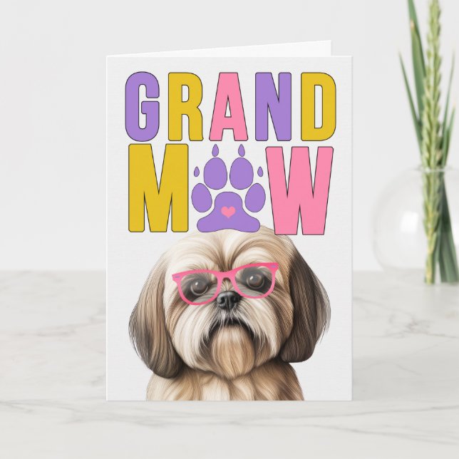 Cartes Pour Fêtes Annuelles GrandMAW Lhasa Apso Chien Funny Grand-parents Day (Devant)