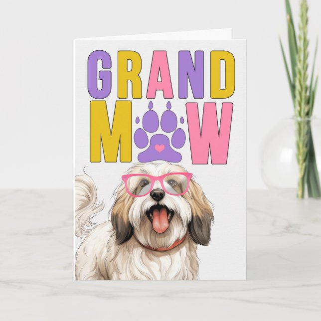 Cartes Pour Fêtes Annuelles GrandMAW Tibétain Terrier GrandDOG Grand-parents D (Devant)