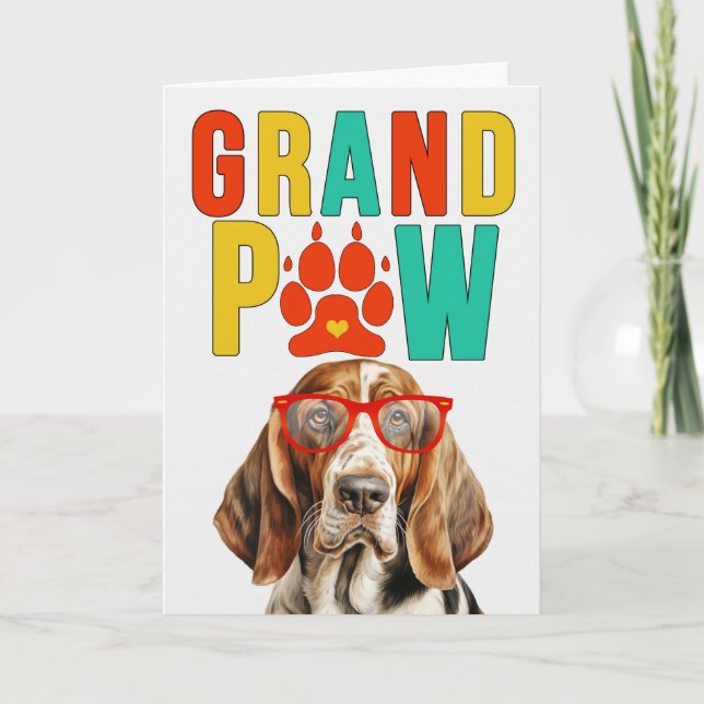 Cartes Pour Fêtes Annuelles GrandPAW Basset Hound GrandDOG Grand-parents Day (Devant)