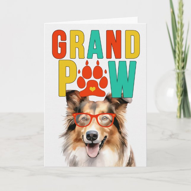 Cartes Pour Fêtes Annuelles GrandPAW Collie GrandDOG Grand-parents Day (Devant)