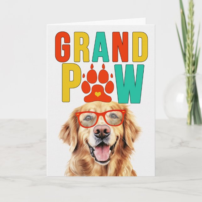 Cartes Pour Fêtes Annuelles GrandPAW Golden Retriever GrandDOG Grand-parent Da (Devant)
