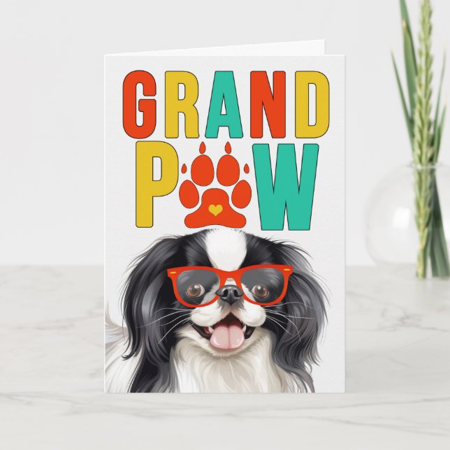 Cartes Pour Fêtes Annuelles GrandPAW Japonais Chin GrandDOG Grand-parents Day (Devant)
