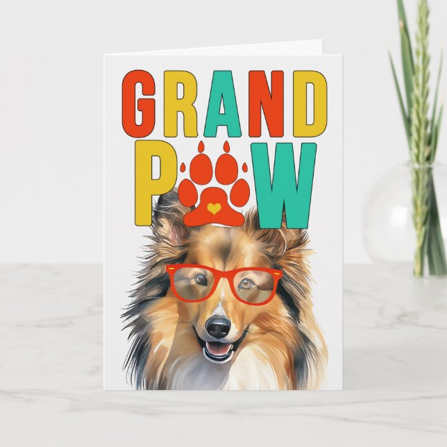 Cartes Pour Fêtes Annuelles GrandPAW Shetland GrandDOG Grand-parents Day (Devant)