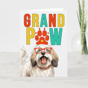 Cartes Pour Fêtes Annuelles GrandPAW Tibétain Terrier GrandDOG Grand-parents D