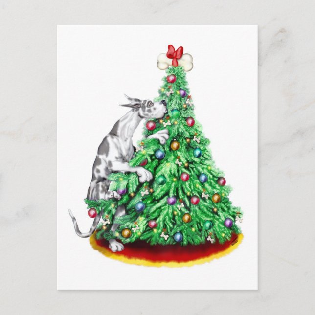 Cartes Pour Fêtes Annuelles Grands Dane Noël atteindre les objectifs Harle (Devant)