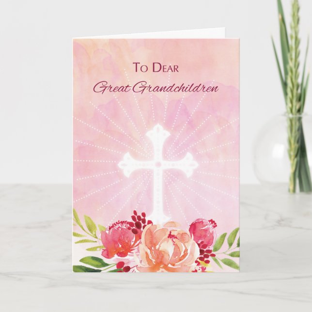Cartes Pour Fêtes Annuelles Grands Petits-Enfants Religieux Bénédiction de Pâq (Devant)