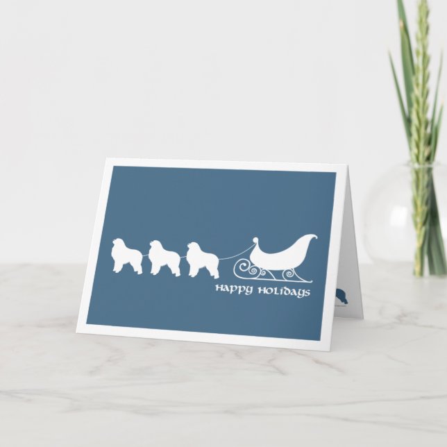 Cartes Pour Fêtes Annuelles Grands Pyrénées tirant Sleigh de Père Noël (Devant)