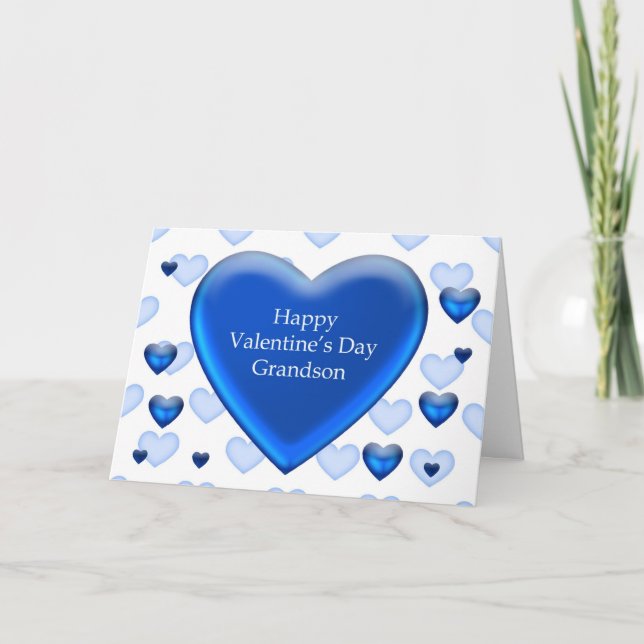 Cartes Pour Fêtes Annuelles Grandson Blue Heart Valentine (Devant)