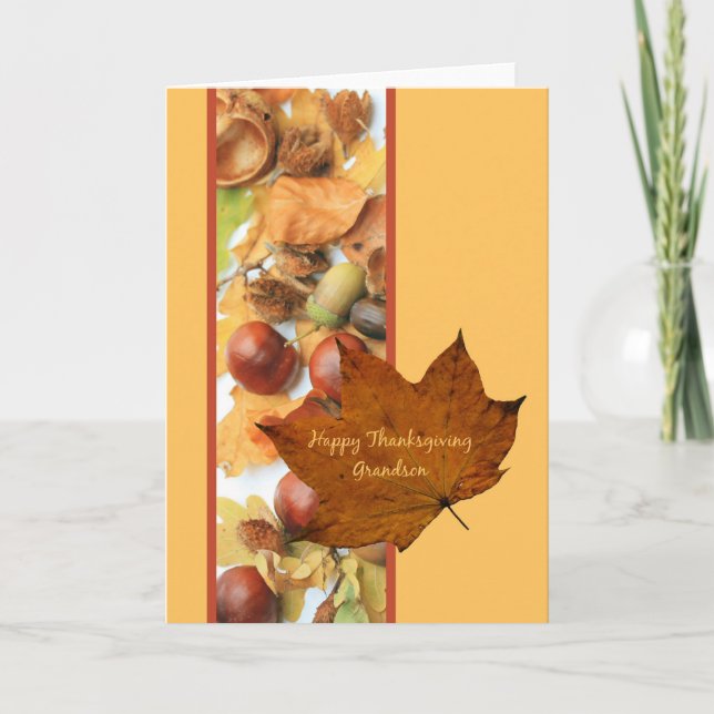 Cartes Pour Fêtes Annuelles Grandson bon thanksgiving feuille d'érable (Devant)