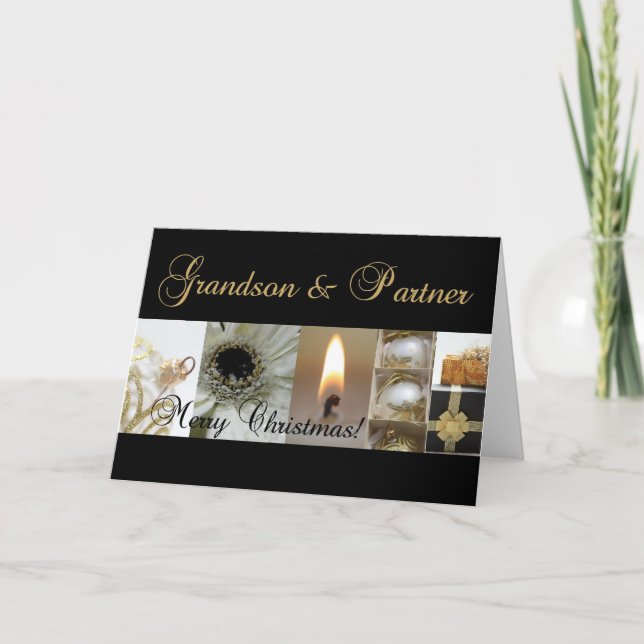 Cartes Pour Fêtes Annuelles Grandson et partenaire Joyeux Noël noir chr (Devant)