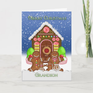 Cartes Pour Fêtes Annuelles Grandson Gingerbread Maison et famille Noël Gr