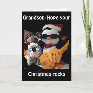 CARTES POUR FÊTES ANNUELLES GRANDSON-H0PE Y0UR CHRITMAS "R0CKS"-YOU ROCK