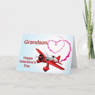 Cartes Pour Fêtes Annuelles Grandson Valentine's Day Airplane with heart