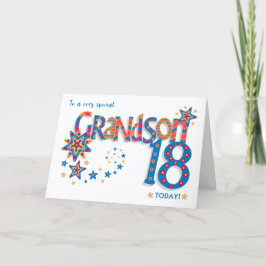 Cartes Pour Fêtes Annuelles Grandson's 18th Birthday Stars and Word Art Card