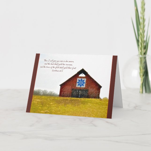 Cartes Pour Fêtes Annuelles Grange à courtepointe avec verset du Leviticus (Devant)