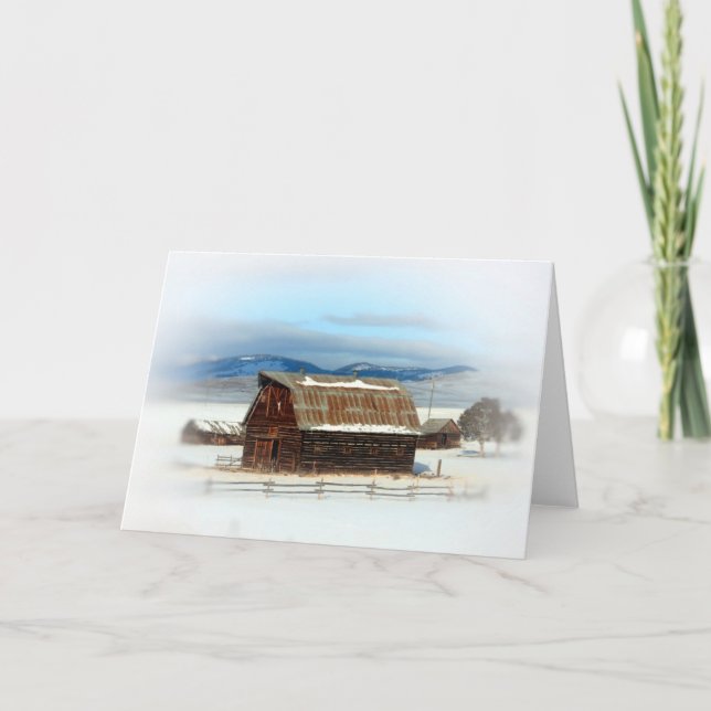 Cartes Pour Fêtes Annuelles Grange hivernal (Devant)