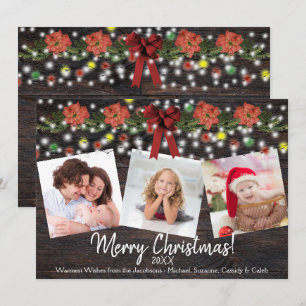 Cartes Pour Fêtes Annuelles Grange Rustique Bois & Lumières 3 Photo Noël
