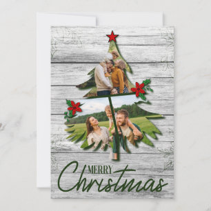 Cartes Pour Fêtes Annuelles Grange rustique vieillie Bois de Noël Arbre photo