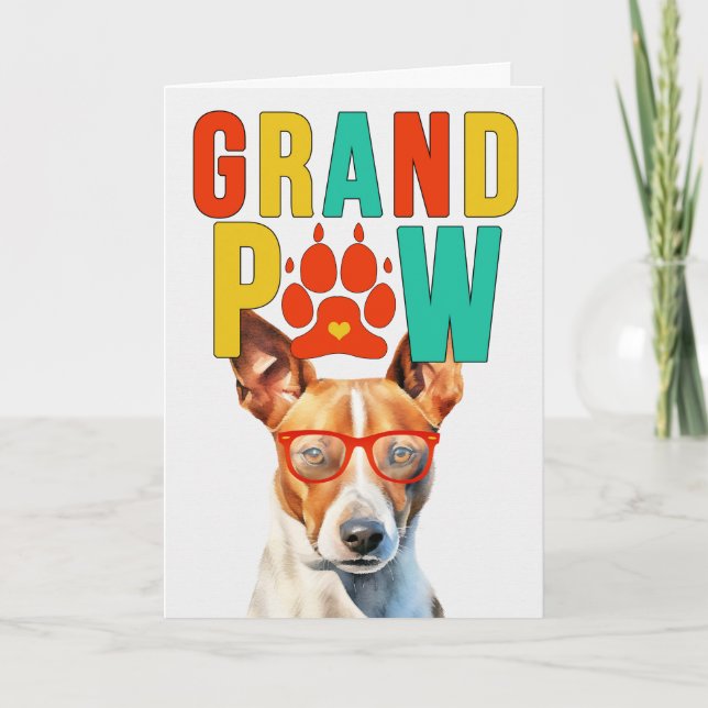 Cartes Pour Fêtes Annuelles GranPAW Basenji Chien Funny Grand-parents Day (Devant)