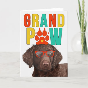 Cartes Pour Fêtes Annuelles GranPAW Curly Coated Chien amusant Grand-parents J