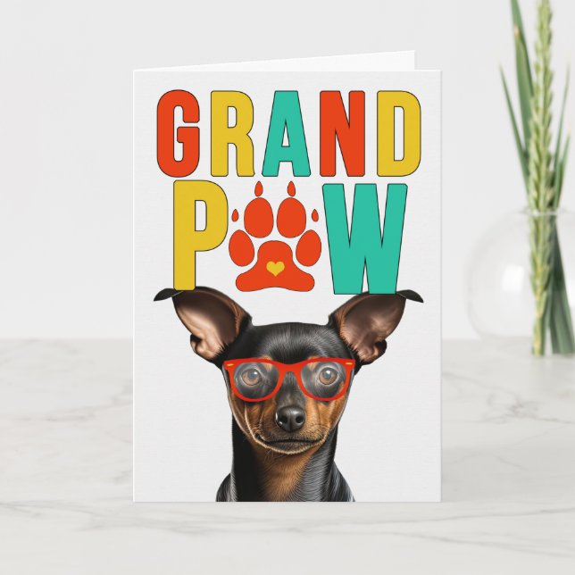 Cartes Pour Fêtes Annuelles GranPAW Min Pin Chien Funny Grand-parents Day (Devant)