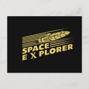 Cartes Pour Fêtes Annuelles Graphique de fusée exploratrice de l'espace rétro