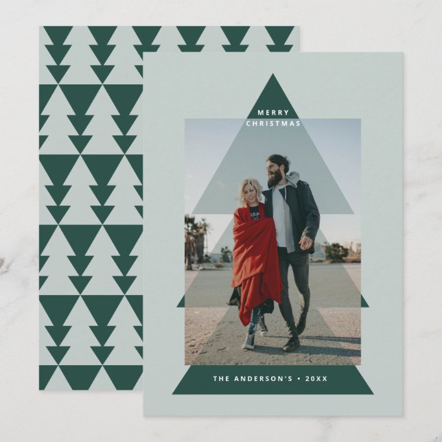 Cartes Pour Fêtes Annuelles Graphique moderne miniphoto de sapin de Noël (Devant / Derrière)