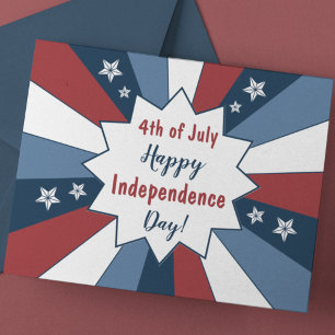 Cartes Pour Fêtes Annuelles Gras Etoiles patriotiques rouges et bleues