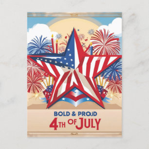 Cartes Pour Fêtes Annuelles Gras & Fiers 4 juillet étoiles patriotiques
