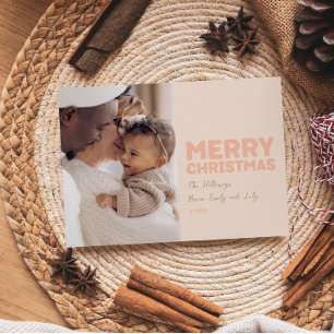 Cartes Pour Fêtes Annuelles Gras moderne Coral Joyeux Noël Une photo