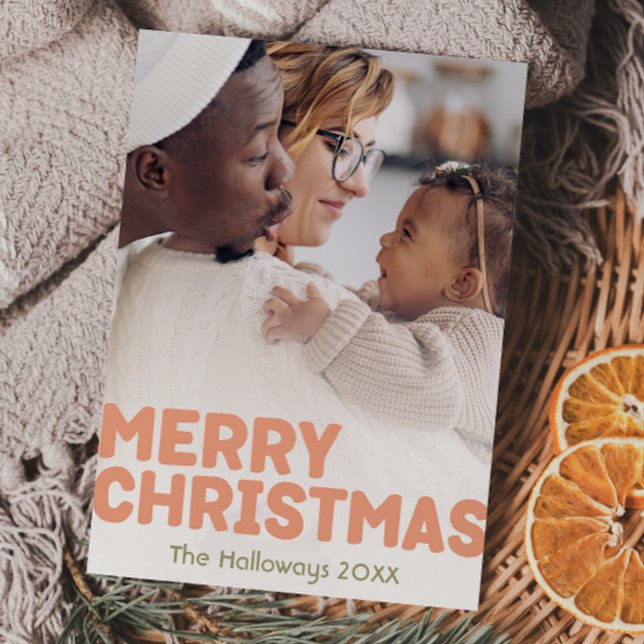 Cartes Pour Fêtes Annuelles Gras moderne Joyeux Noël Plein photo verticale (Créateur téléchargé)