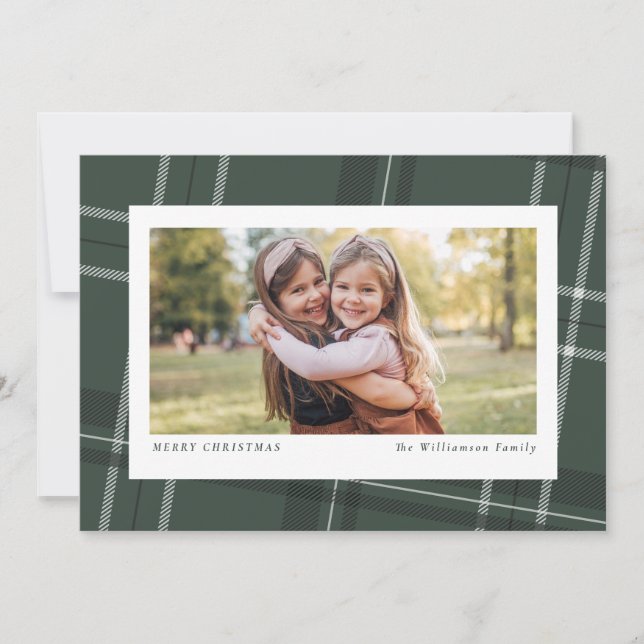 Cartes Pour Fêtes Annuelles Gras moderne plaid vert photo horizontale (Devant)