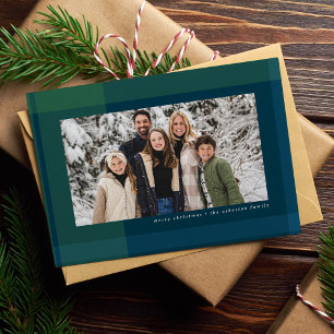 Cartes Pour Fêtes Annuelles Gras Noël plaid simple marine vert photo