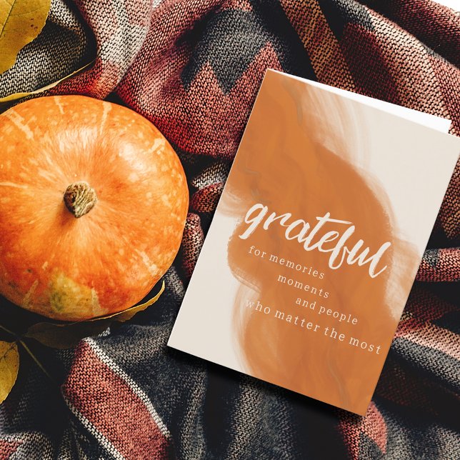 Cartes Pour Fêtes Annuelles Grateful Moderne Elegant Aquarelle Thanksgiving (Grateful Modern Elegant Watercolor Thanksgiving Card)