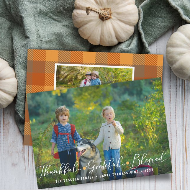 Cartes Pour Fêtes Annuelles Gratitude abondante Thanksgiving Photos (Abundant Gratitude Thanksgiving Photos Holiday Card)