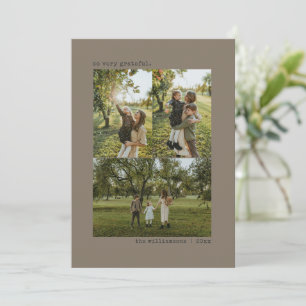 Cartes Pour Fêtes Annuelles Gratitude de Thanksgiving Brun Taupe 4 Collage Pho